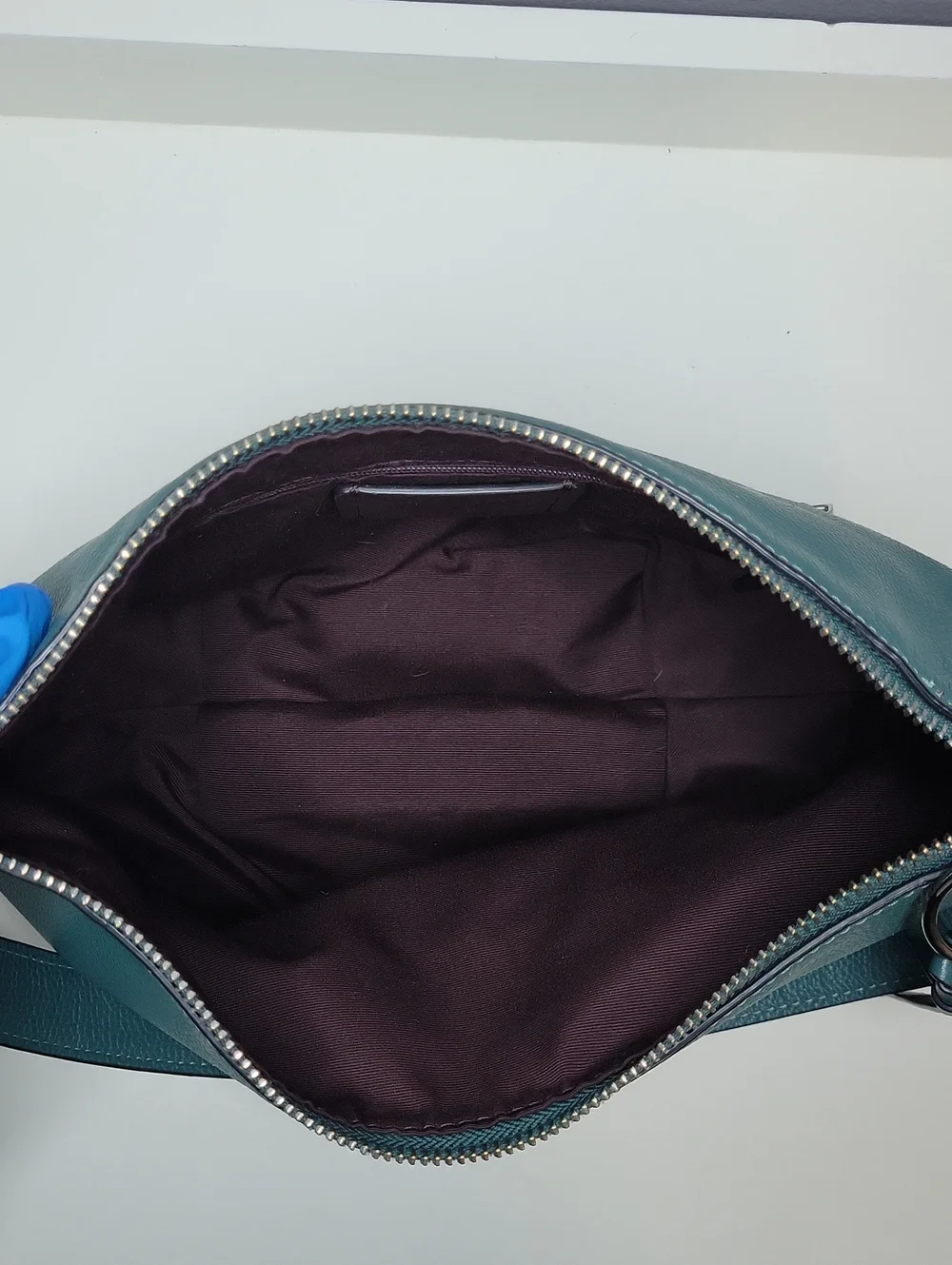 Coach Skylar Dark Teal Leather Hobo Shoulder Bag with Matching Wallet Set